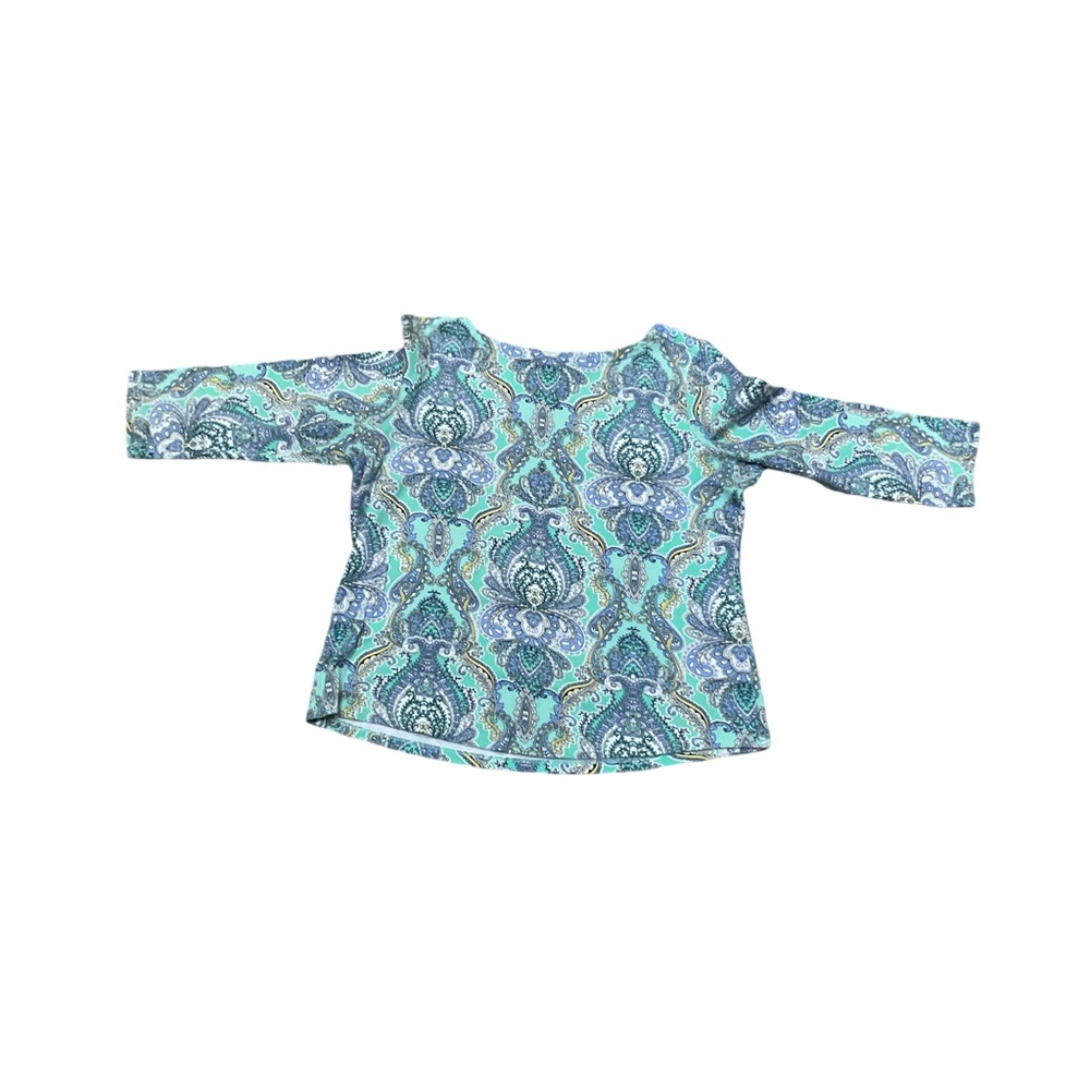 Charter Club 3/4 sleeve 100% Pima Cotton Blue lavender Paisley Top - Picture 6 of 7
